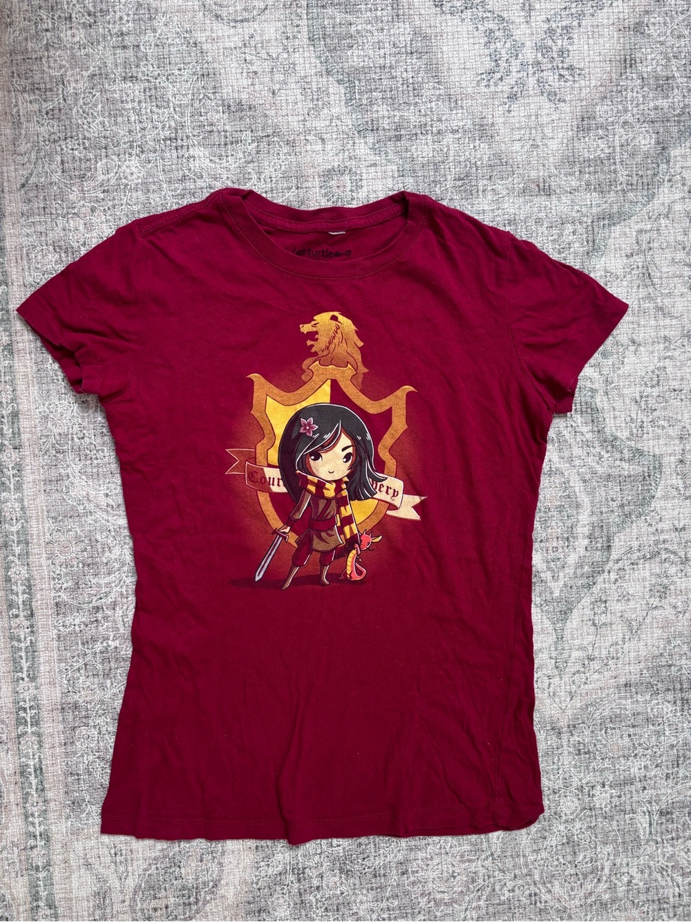 TeeTurtle Harry Potter Gryffindor Mulan Graphic T-Shirt, Size Small